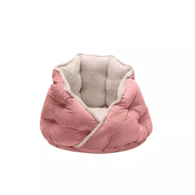 FurHaven Pet Minky Faux Fur & Velvet Calming Hug Bed - Pink, Gray, Small, Medium - Image 1