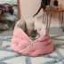 FurHaven Pet Minky Faux Fur & Velvet Calming Hug Bed - Pink, Gray, Small, Medium image thumbnail 2