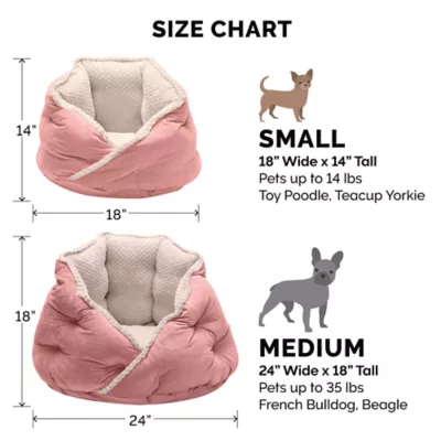 FurHaven Pet Minky Faux Fur & Velvet Calming Hug Bed - Pink, Gray, Small, Medium - Image 3
