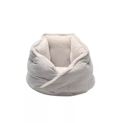 FurHaven Pet Minky Faux Fur & Velvet Calming Hug Bed - Pink, Gray, Small, Medium - Image 1