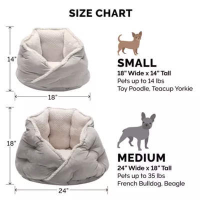 FurHaven Pet Minky Faux Fur & Velvet Calming Hug Bed - Pink, Gray, Small, Medium - Image 3