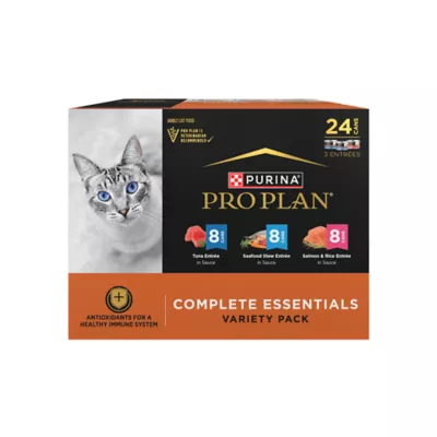 Purina Pro Plan Adult Cat Wet Food - Complete Essentials, Variety Pack, 24 Ct, 72 Oz - Image 1
