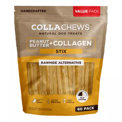 Collachews Adult Dog Chews - Peanut Butter Sticks 60 ct - Image 1