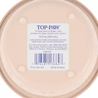 Top Paw® Pink Dog Novelty Stainless Steel Dog Bowl 12oz, 27 oz - Image 7