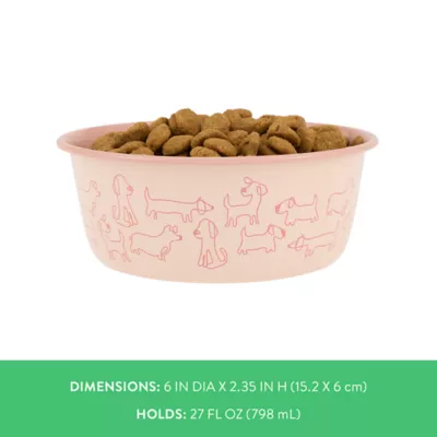 Top Paw® Pink Dog Novelty Stainless Steel Dog Bowl 12oz, 27 oz - Image 4