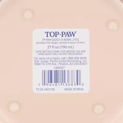 Top Paw® Pink Dog Novelty Stainless Steel Dog Bowl 12oz, 27 oz - Image 7