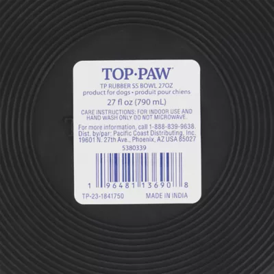 Top Paw® Stainless Steel Black Rubber Dog Bowl 12oz, 27oz - Image 7