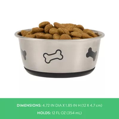 Top Paw® Stainless Steel Bone Print Dog Bowl 12oz, 27oz - Image 4