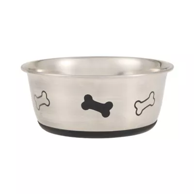 Top Paw® Stainless Steel Bone Print Dog Bowl 12oz, 27oz - Image 1