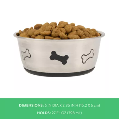 Top Paw® Stainless Steel Bone Print Dog Bowl 12oz, 27oz - Image 4