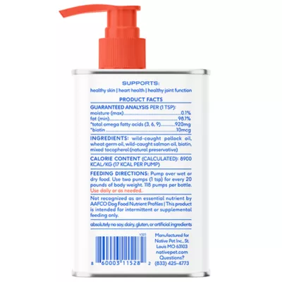 Native Pet Dog Omega-3 Fish Oil & Alaskan Salmon Oil Skin & Coat Health Supplement- 8, 16 & 32 fl oz - Image 2