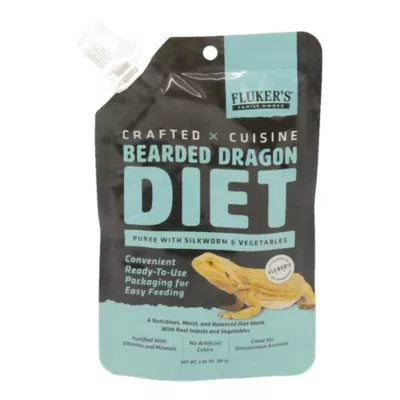  Fluker's® Bearded Dragon Silkworm and Veggie Puree Diet - Reptile Food Pouch - 2.82 oz - Image 1