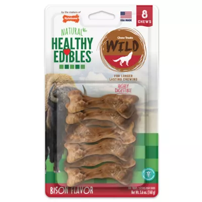 Nylabone Healthy Edibles Wild All-Natural Long Lasting Small Adult Dog Chews - Bison 8 ct - Image 1