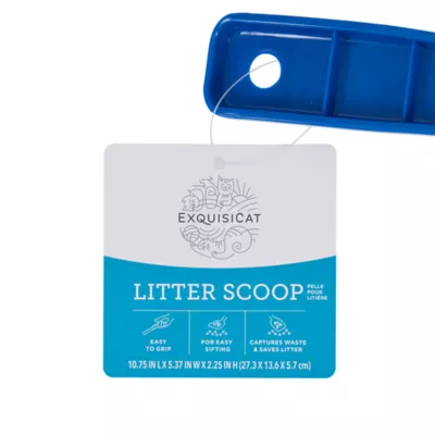 ExquisiCat®  Basic Sifting Litter Scoop W/ Easy to Grip Handle, Compatible W/ Most Litter, Blue - Image 2