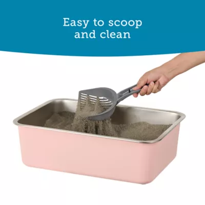 ExquisiCat® Stainless Steel Open Pan Litter Box, Durable & Easy to Clean, Pink - Image 3