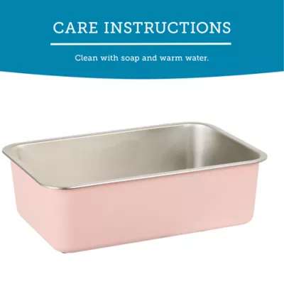 ExquisiCat® Stainless Steel Open Pan Litter Box, Durable & Easy to Clean, Pink - Image 5