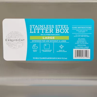 ExquisiCat® Stainless Steel Open Pan Litter Box, Durable & Easy to Clean, Pink - Image 6