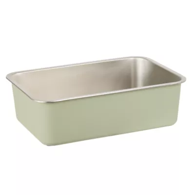 ExquisiCat® Stainless Steel Open Pan Litter Box, Durable & Easy to Clean, Sage - Image 1