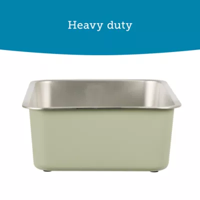 ExquisiCat® Stainless Steel Open Pan Litter Box, Durable & Easy to Clean, Sage - Image 4