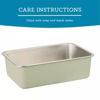 ExquisiCat® Stainless Steel Open Pan Litter Box, Durable & Easy to Clean, Sage - Image 5