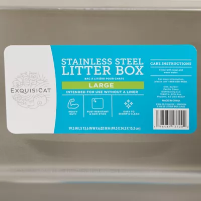 ExquisiCat® Stainless Steel Open Pan Litter Box, Durable & Easy to Clean, Sage - Image 6