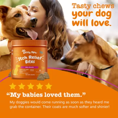 Zesty Paws Itch Relief Bites, Dog Soft Chew Immune Supplement for Skin Health, Chicken Flavor, 90ct - Image 7