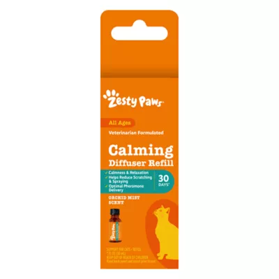 Zesty Paws Cat Calming Diffuser Refill, Calmness & Relaxation, Orchid Mist Scent, 1-fl oz bottle - Image 1