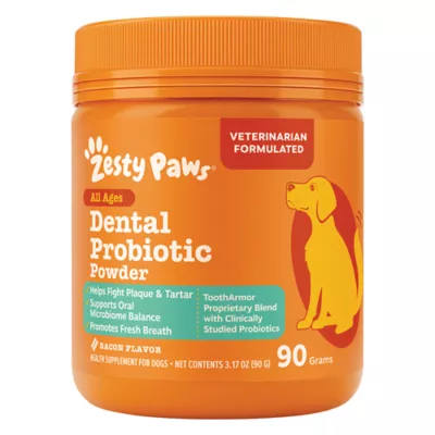 Zesty Paws Dog Dental Probiotic Powder Supplement, Fight Plaque & Tartar, Bacon, 3.17oz - Image 1