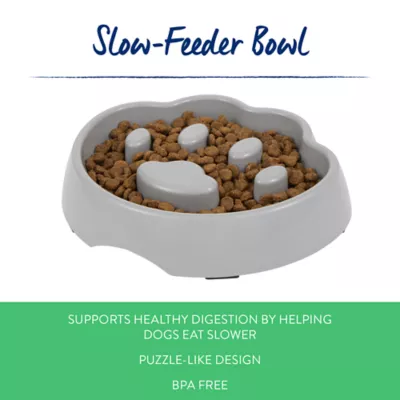 Top Paw® Paw Slow Feeder Dog Bowl, Grey, Holds 2 Cups - Image 2