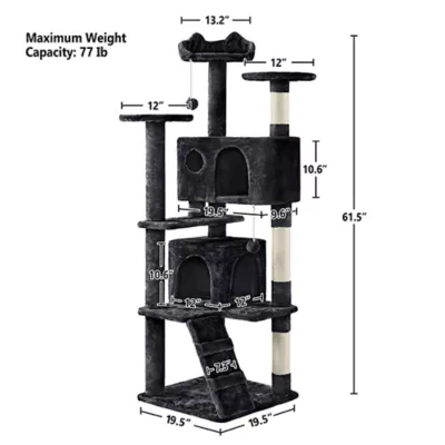 Yaheetech Cat Multilevel Cactus Themed Tree Tower - Green, 62.5 in - Image 3
