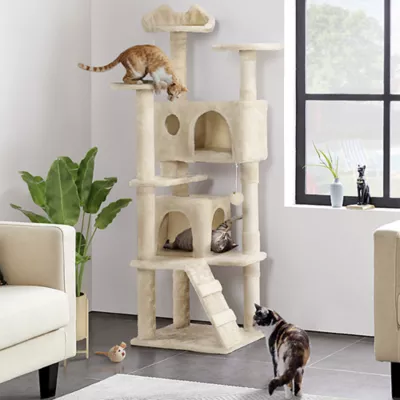 Yaheetech Cat Multilevel Cactus Themed Tree Tower - Green, 62.5 in - Image 2