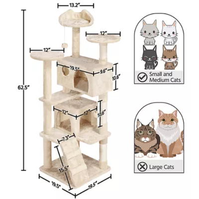 Yaheetech Cat Multilevel Cactus Themed Tree Tower - Green, 62.5 in - Image 3