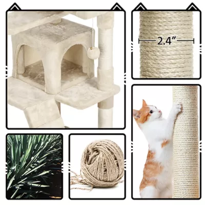 Yaheetech Cat Multilevel Cactus Themed Tree Tower - Green, 62.5 in - Image 4
