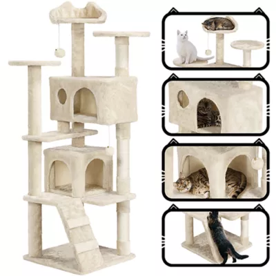 Yaheetech Cat Multilevel Cactus Themed Tree Tower - Green, 62.5 in - Image 5