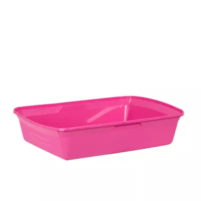 ExquisiCat® Large Cat Open Pan Litter Box W/ Durable Plastic Material & Enlarged Rim, Pink - Image 1