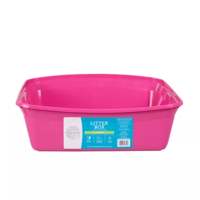 ExquisiCat® Large Cat Open Pan Litter Box W/ Durable Plastic Material & Enlarged Rim, Pink - Image 4