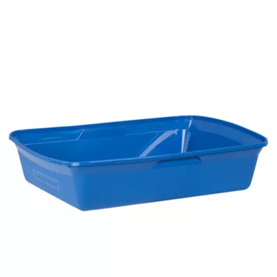 ExquisiCat® Large Cat Open Pan Litter Box W/ Durable Plastic Material & Enlarged Rim, Blue - Image 1