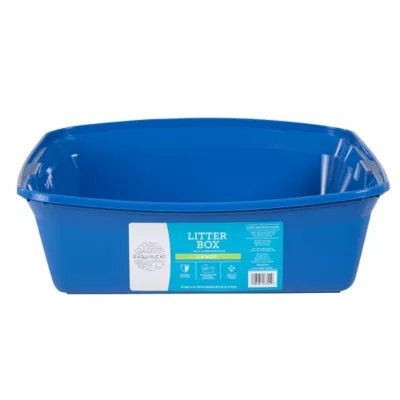 ExquisiCat® Large Cat Open Pan Litter Box W/ Durable Plastic Material & Enlarged Rim, Blue - Image 4