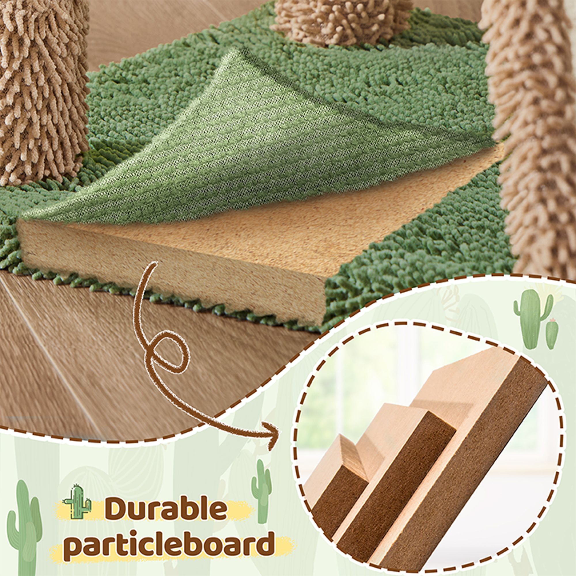 Yaheetech 42-in Cactus Cat Tree with Condo, Basket and Scratching Board - thumbnail 5