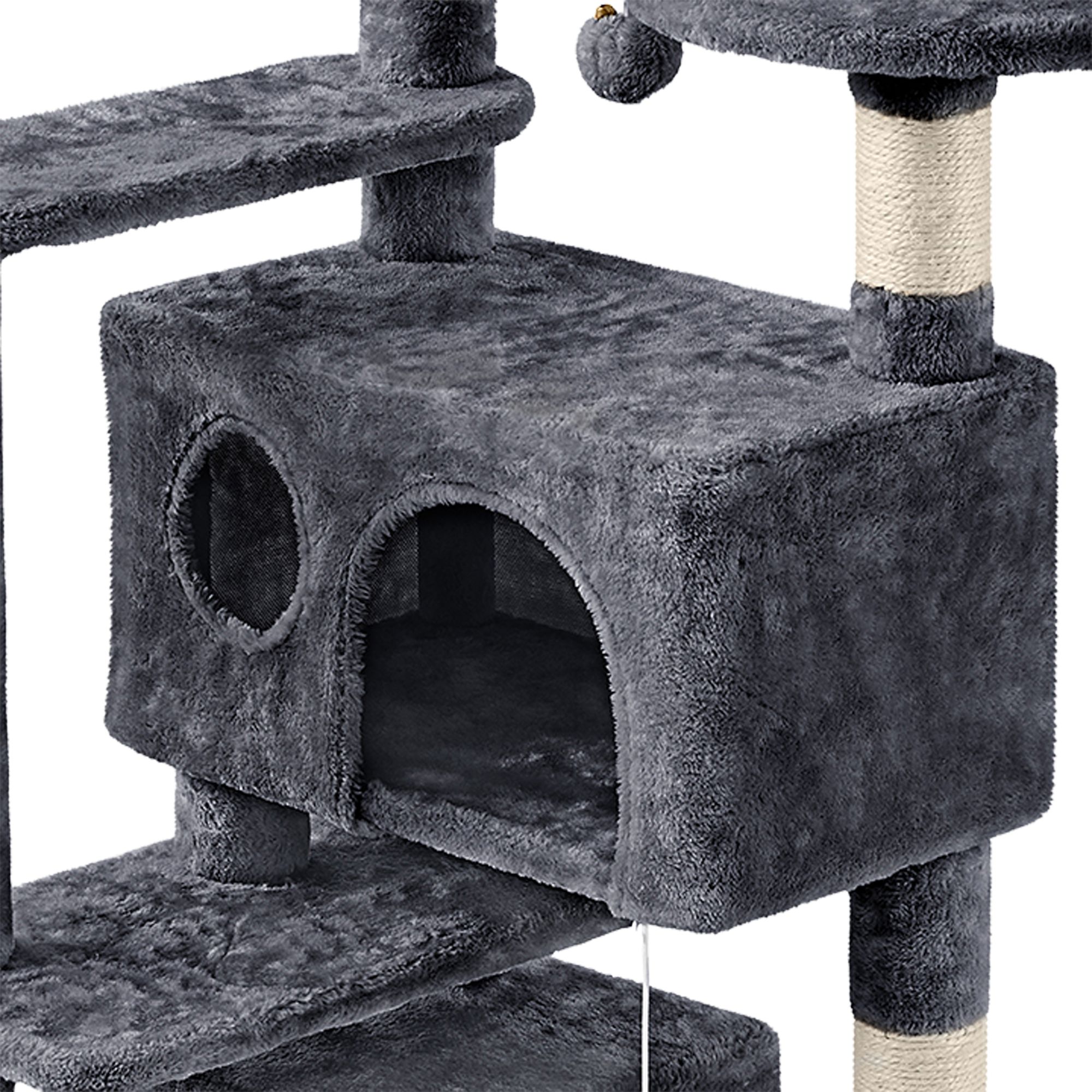 Yaheetech 57.5-in Multi-Level Cat Tree with 2 Condos, Perches and Basket - thumbnail 4