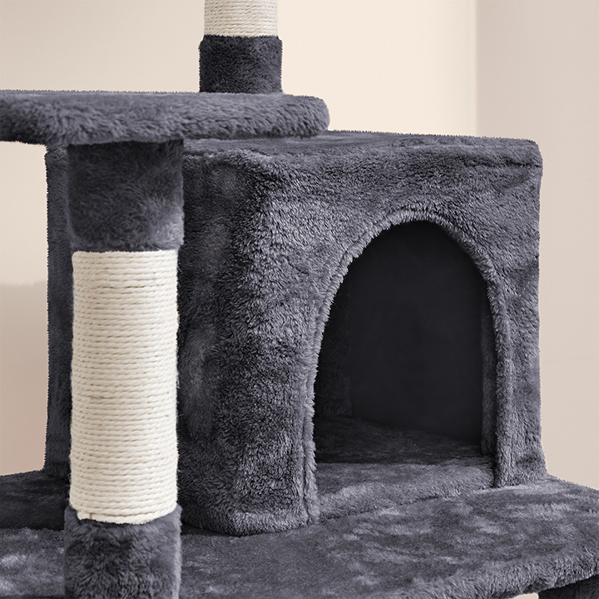 Yaheetech 54-in Multi-Level Cat Tree with Condo, Hammock and Scratching Board - thumbnail 4
