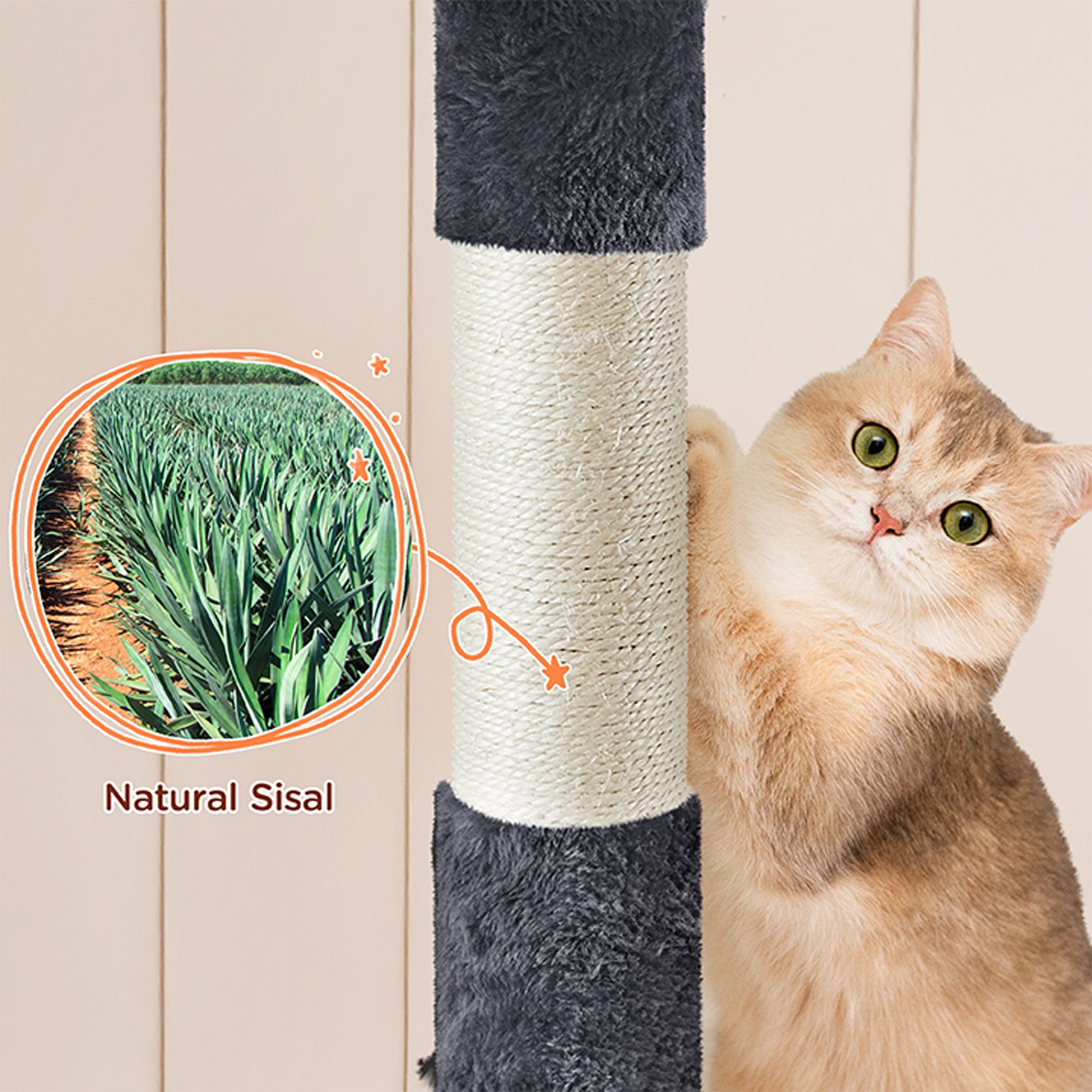 Yaheetech 55-in Multi-Level Cat Tree with Condo, Hammock and Basket - thumbnail 5