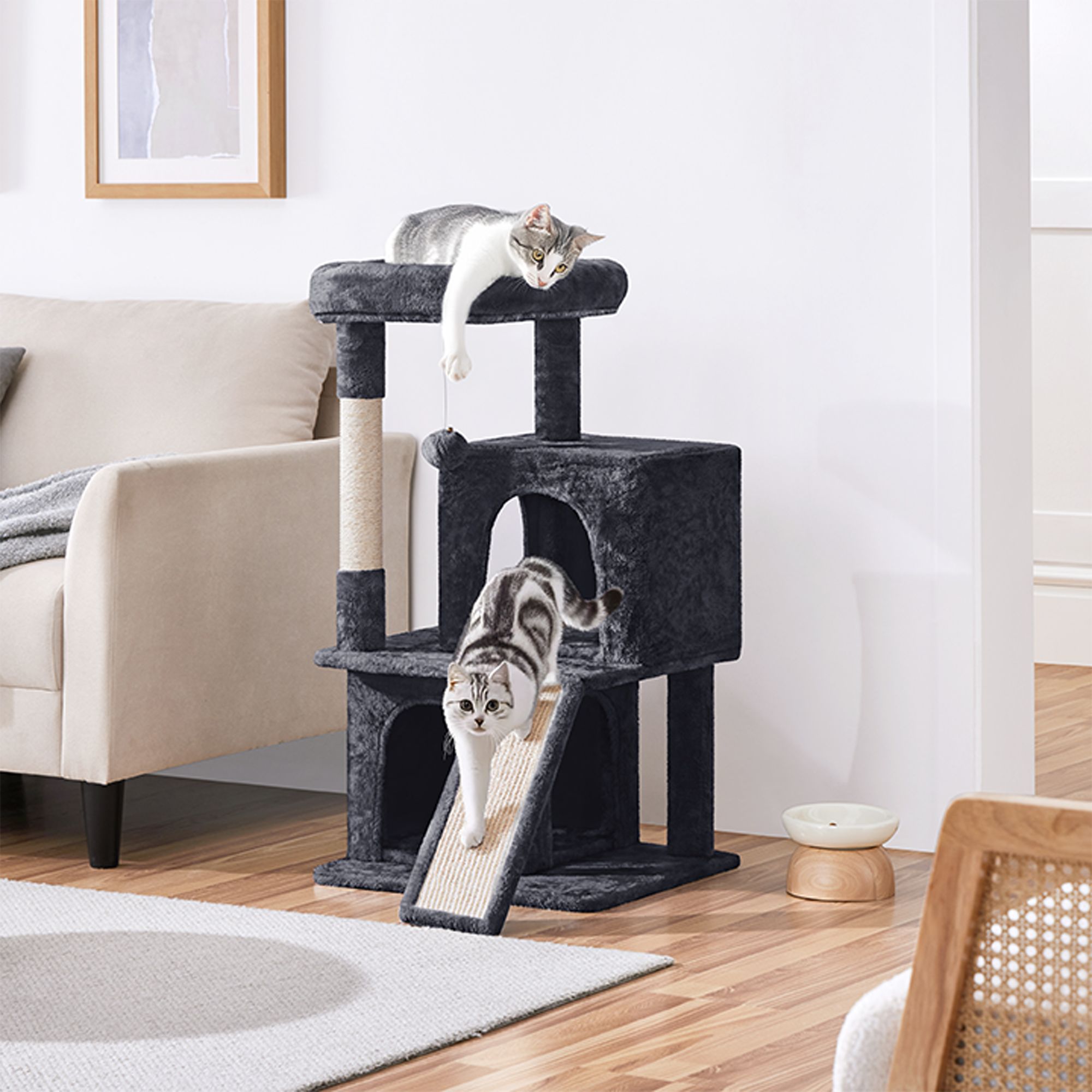 Yaheetech 36-in Multi-Level Cat Tree with 2 Condos and Scratching Board - thumbnail 2