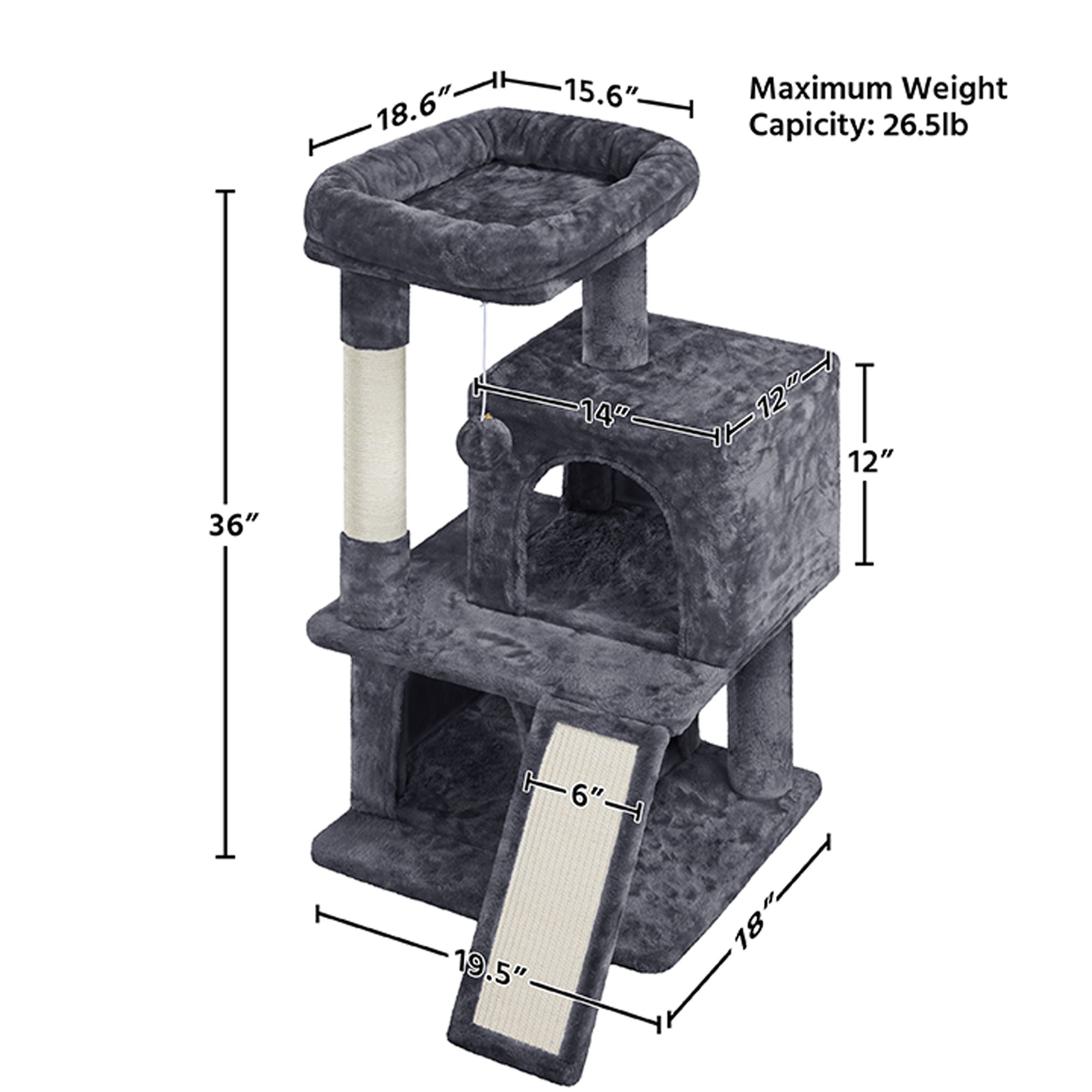 Yaheetech 36-in Multi-Level Cat Tree with 2 Condos and Scratching Board - thumbnail 3