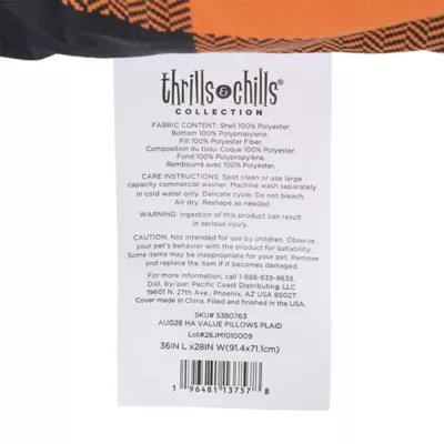 Thrills & Chills® Halloween Plaid Pillow Dog Bed, ONESIZE 36 IN L X 28 IN W - Image 5