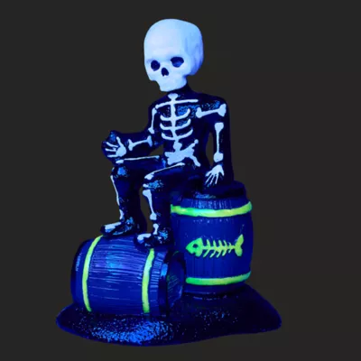 Thrills & Chills® Skeleton on Barrels Aquarium Bubbler Ornament - Image 2
