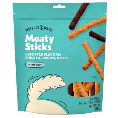 Wiggles & Wags® All Life Stages Meaty Stick Dog Treats - Chicken, Bacon, & Beef 16 oz - Image 1