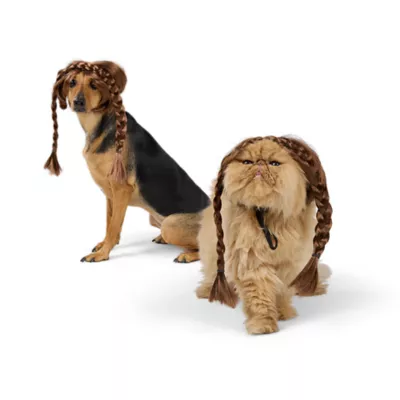 Thrills & Chills® Brown Braids Dog & Cat Wig Headpiece - Image 1