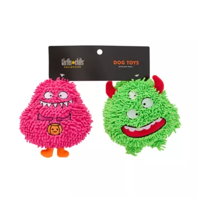 Thrills & Chills™ Halloween Plush Monster Pink Green  Dog Toy 2-Pack - Image 3