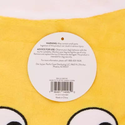 Thrills & Chills™ Halloween Plush Flattie Candy Corn Dog Toy - Image 4
